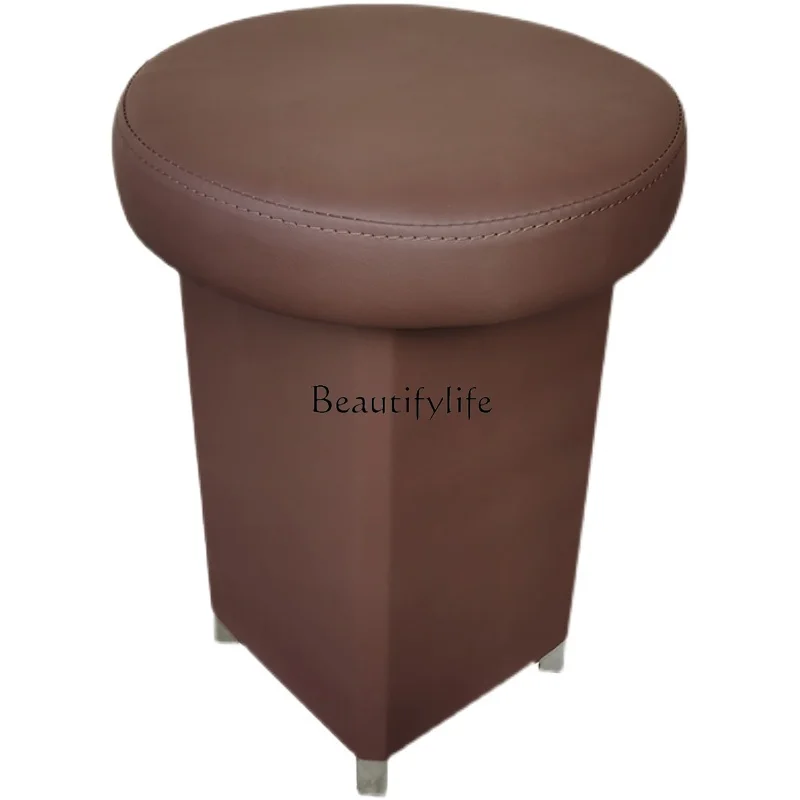 Beauty Salon round Stool Leather Economical Shampoo Stool without Pulley