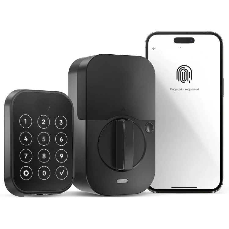 Assure Deadbolt Lock 2 Touch, Black Suede Smart Keyless Entry Door Lock with Wi-Fi Connected Touch Keypad and Fingerprint