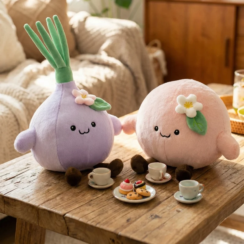 かわいいフルーツをテーマにしたぬいぐるみ、かわいい野菜のぬいぐるみ、家の装飾用枕、桃、玉ねぎ、ピーマン、カボチャの漫画デザイン