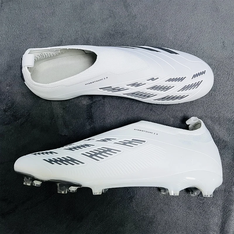 Without Lace Mens Soccer Shoes SLIP-ON Non-Slip Turf Soccer Cleats for Kids TF/FG Training Football Boots Chuteira Campo 2282