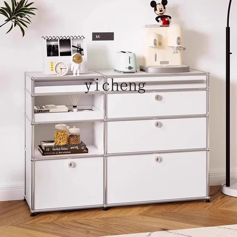 

Modern Simple Medieval Stainless Steel Shelf Locker Multi-layer Edge Cabinet