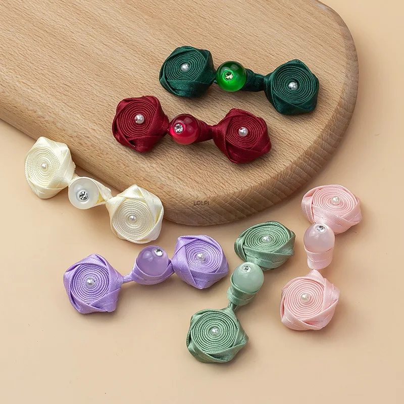 

Пряжка Congsam класса B, нефритовая бусина с пряжкой из бриллиантовой розы, пуговица ручной работы, декоративная кнопка Hanfu