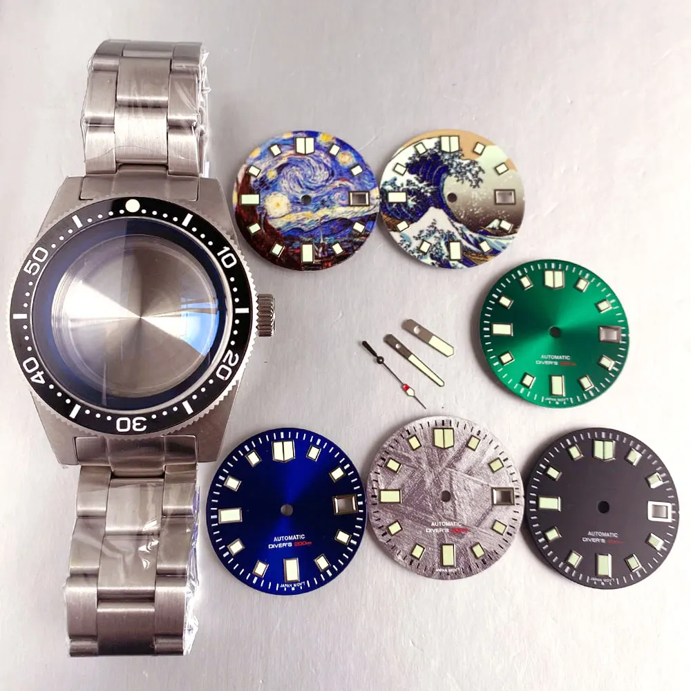 

For 62MAS Diver Watch 41mm Men Steel Case AR Double Bow Sapphire Glass 300m Waterproof Fit NH35 NH36 Movement Watch Modify Parts