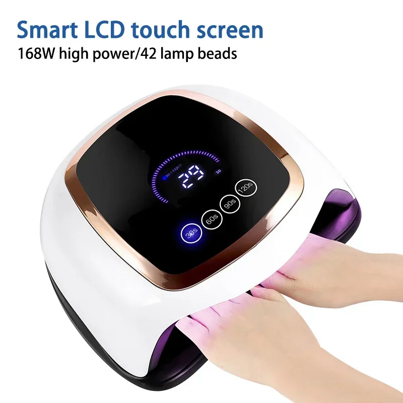 Lámpara de terapia de luz led para uñas, lámpara uv para hornear con pantalla táctil LCD, V3, 168W