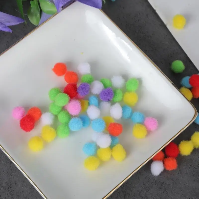 H9EC 100 pcs/set các loại hỗn hợp 8 mm màu mềm mịn pom poms pompoms nóng