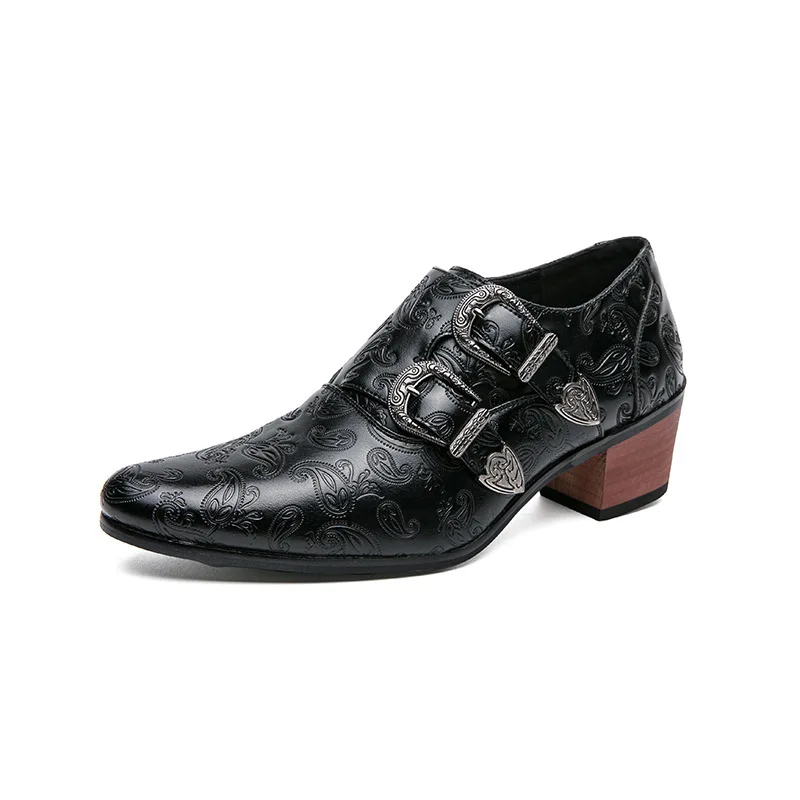 Zapatos de boda puntiagudos para hombres, tacones altos de gran tamaño de alta calidad, zapatos de cuero de diseñador de moda, zapatos de vestir para hombres