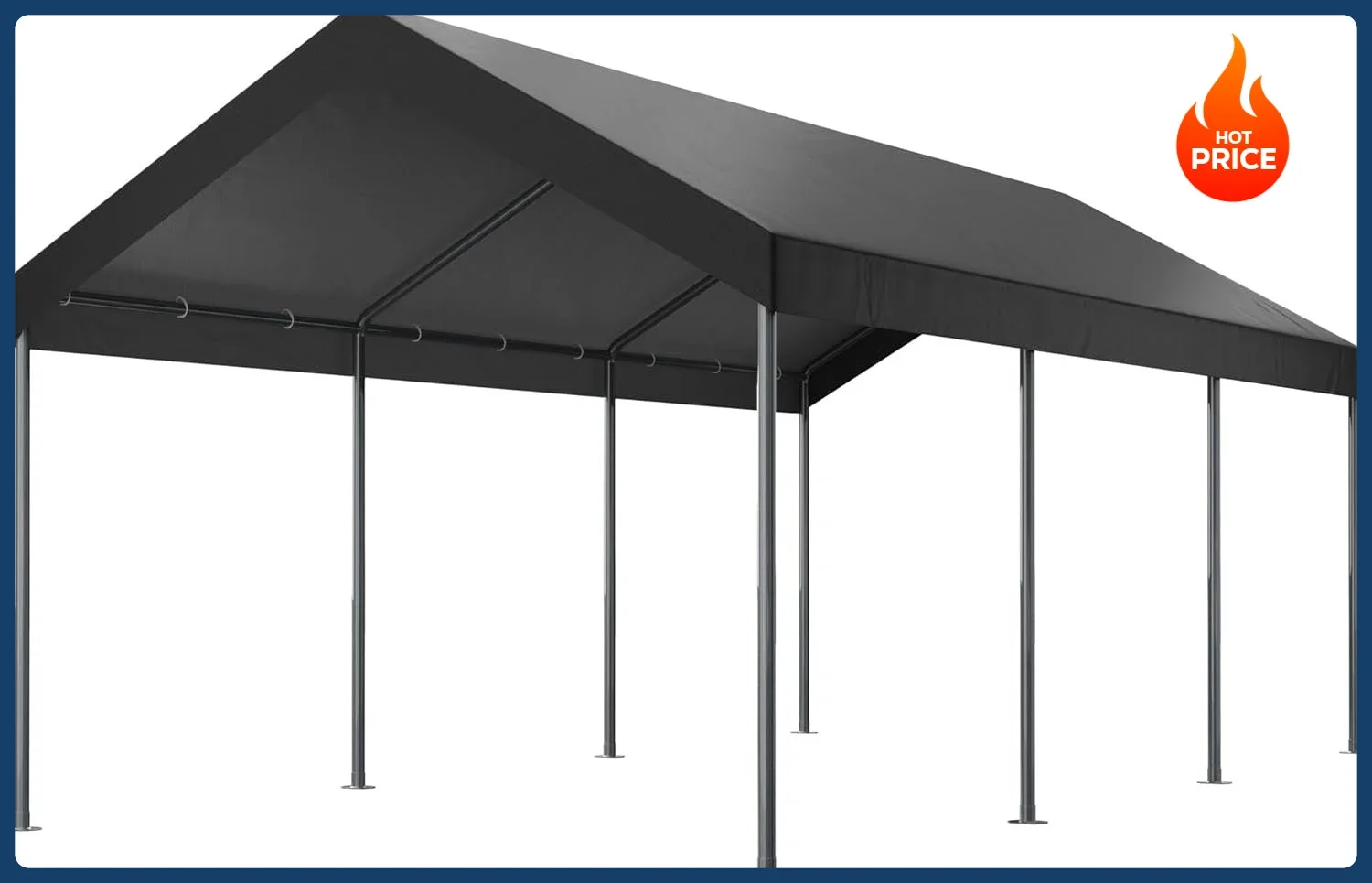 

Bestseller[New Arrival!]10x20ft Heavy Duty Carport with UV Resistant Canopy, Powder-Coated Steel Frame, Easy to Assemble Portabl