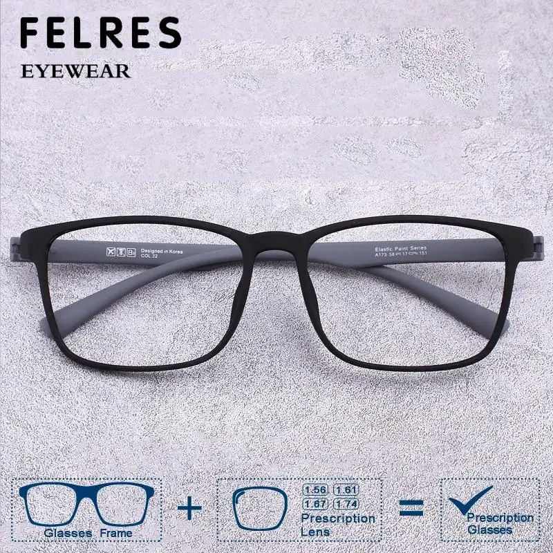 FELRES Extra Large Frame Square Prescription Glasses Anti Blue Light Optical Glasses Myopia Hyperopia Eyeglasses Unisex Glasses