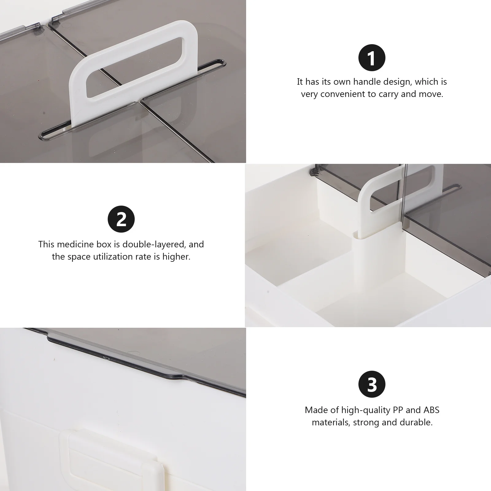 1 قطعة مجموعة الطب كبيرة طبقة مزدوجة البلاستيك الطبية مقبض مريح المنزل مكتب المدرسة السفر في الهواء الطلق الطب