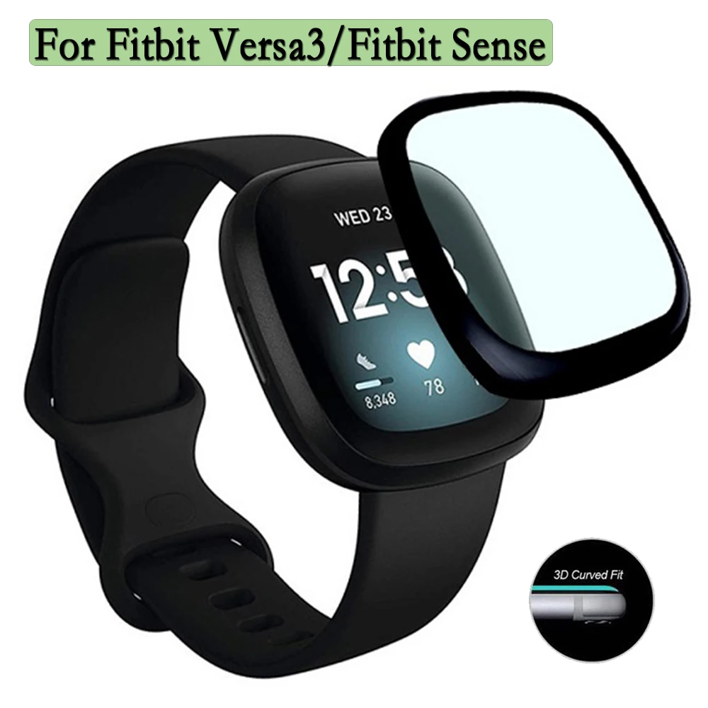 Easy to Install 3D Curved Full Cover Protective Film for Fitbit Versa 3/Sense smart watch Scratch Proof Super Clear Cover Screen