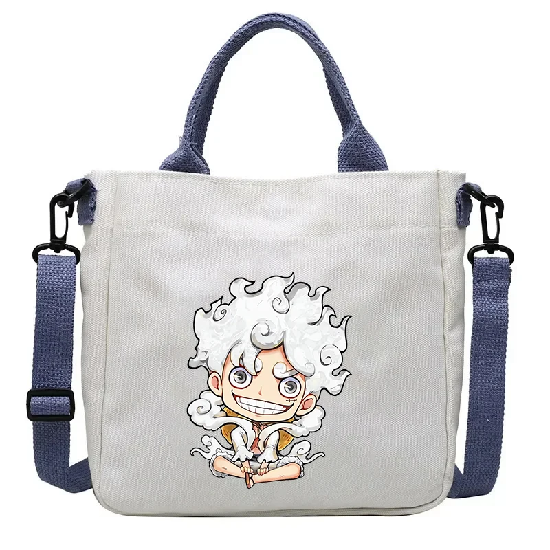 Borse di tela One Piece Rufy Cartoon Anime Figure Stampa Borsa a tracolla Borse a tracolla alla moda di grande capacità per esterni Regali