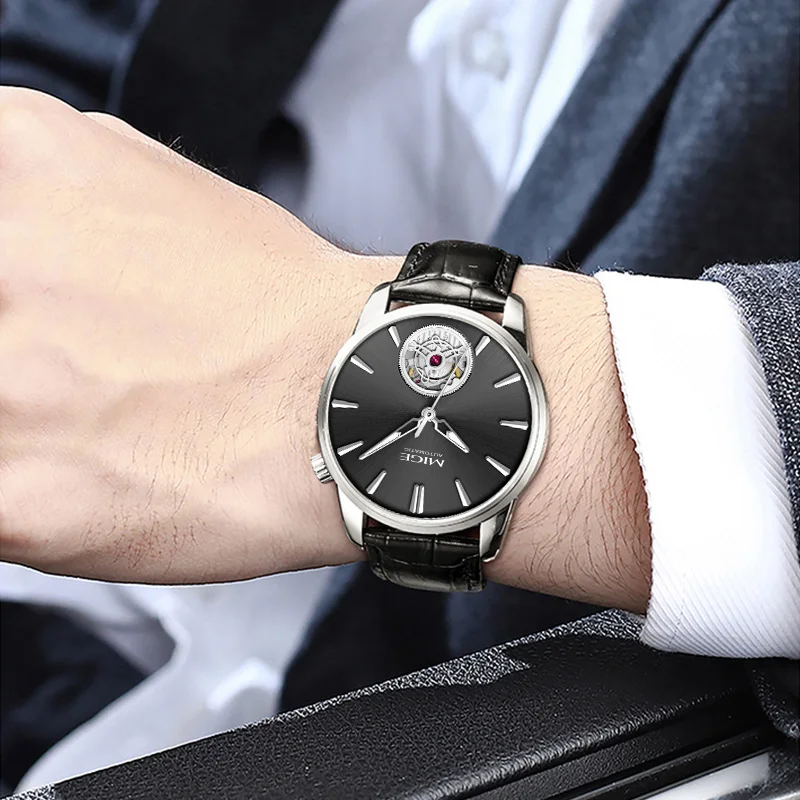 MIGE Men's Watches Mechanical Automatic Watch Waterproof Top Brand Diamond Luxury Luminous Calendar Wristwatch Stainless Stee