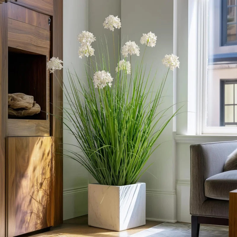 

Artificial Tall Grass Plant with 9 Lifelike Dandelion Flower and Non-Toxic,odorless Fake Frass