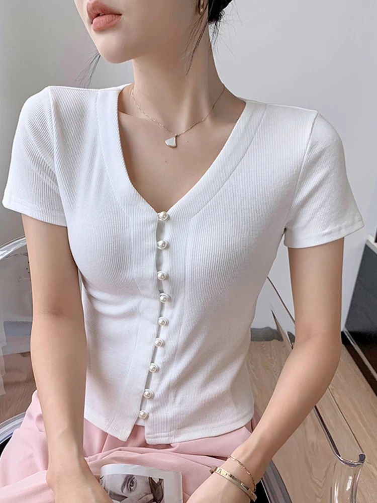 2023 Fashion Small Shirt T-shirt Women's Shoulder Short Short Sleeve