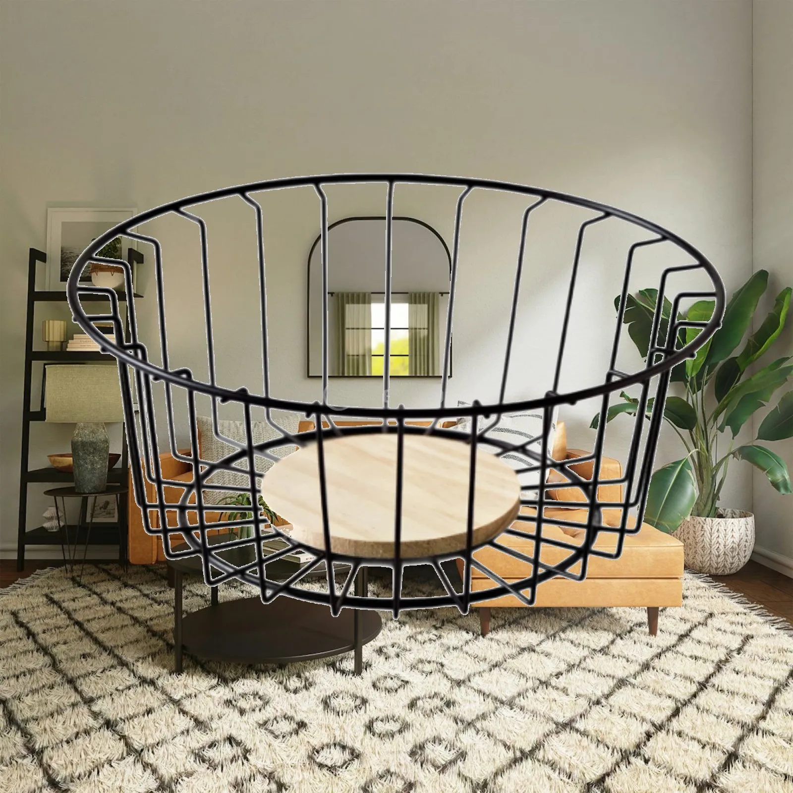 

Fruit Basket Bowl Vegetables Storage Rack with Wooden Base Table Centerpiece Display Holder Stylish Desktop Coffee Pod Holder