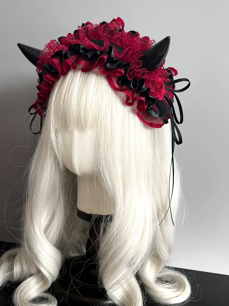 Japanse originele handgemaakte donkere Goth stijl Lolita Halloween duivel hoorn Goth hoofdband cosplay hoofdtooi persoonlijkheid meisje hoofdband