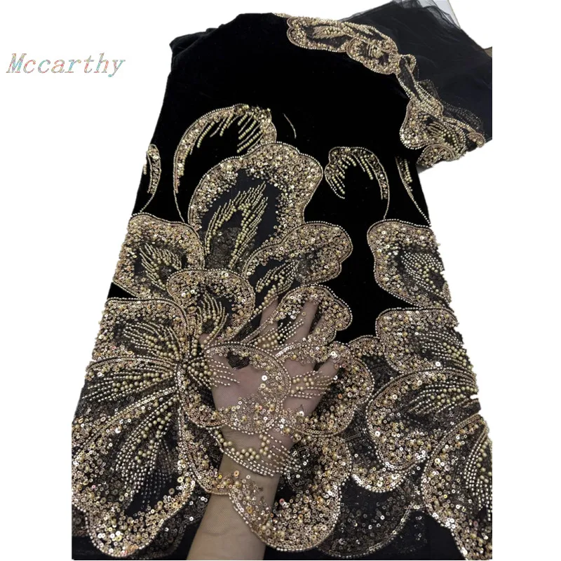 

Элитная африканская кружевная ткань 2026 года: высококачественные кружева с пайетками и бисером для нигерийских свадеб, французское бархатное кружево