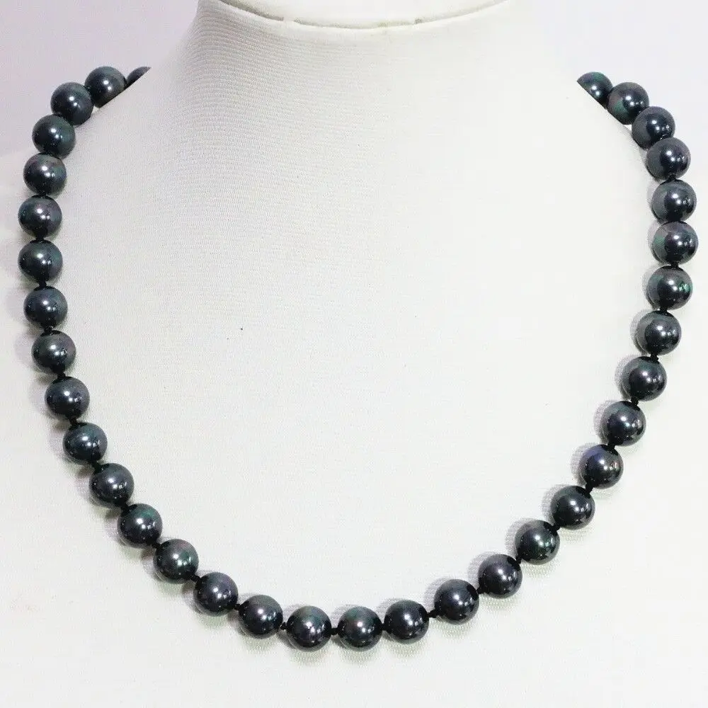 

10-11mm Black Akoya South Sea Pearl Round Bead Necklace with 16-36 inches AAA