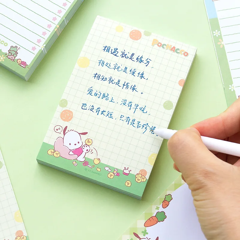 Kawaii Sanrio Hello Kitty Sticky Notes Cartoon Anime My Melody Kuromi Sticker Paper Pochacco Cinnamoroll Memo Pad Office Supplie