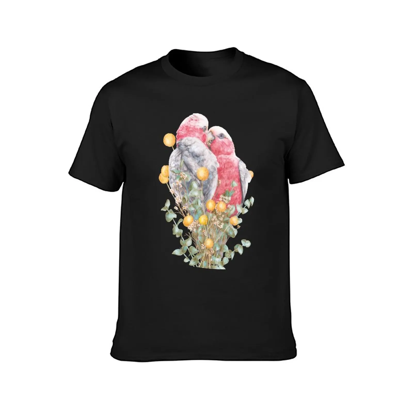 Australian Galah Couple || Floral Birds T-Shirt boys whites man t shirt vintage summer tops mens plain t shirts