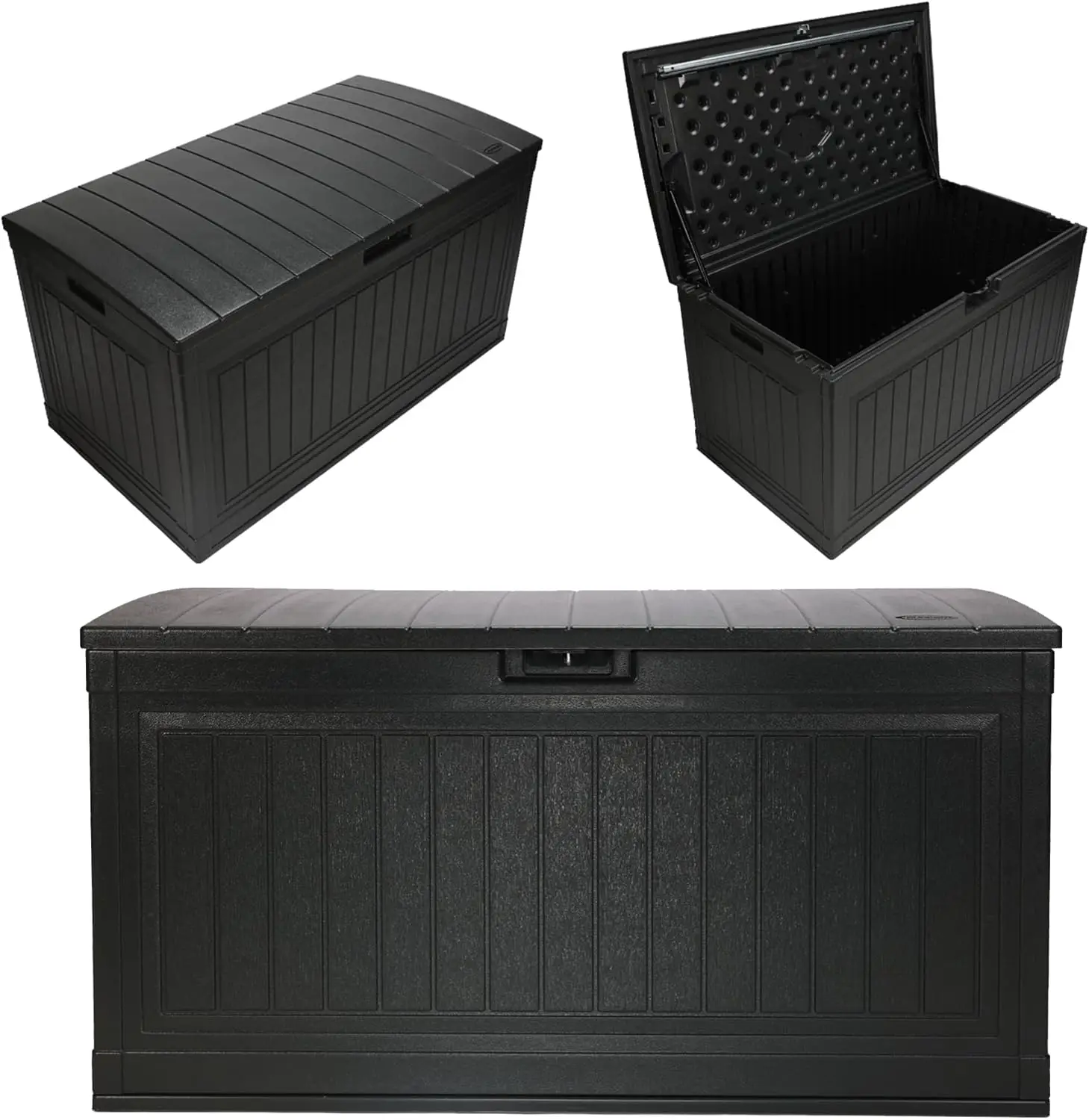 

80-Gallon Waterproof Resin Outdoor Patio Deck Box with Lockable Lid, Bench Storage for Cushions and Garden Tools