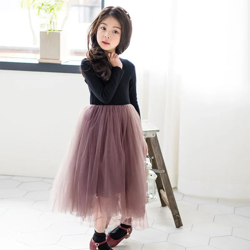 Girl Dress 2023 Spring Autumn Long Sleeve Dresses for Kids Lace Children Party Dress Teenager Princess Weddings Tulle Costume