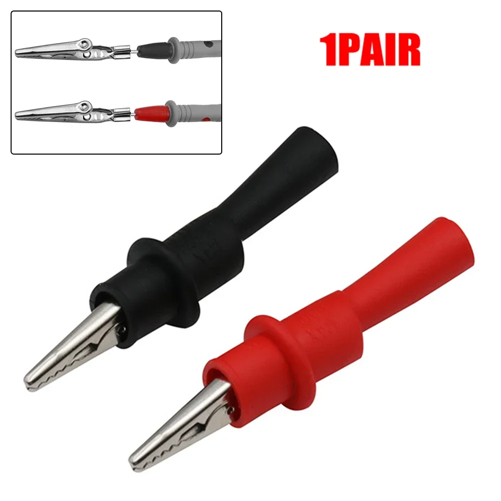 1 Pair Clip Wire Tips Test Clip Clamp Red+Black For Multi-Meter Tester AC DC 10A 1000V Multimeter Tool Accessories