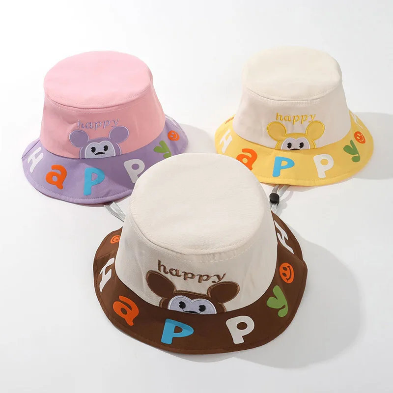 เด็กน่ารักการ์ตูนหมวกชาวประมงเด็กแบนหมวก 3-8Year เด็กผู้หญิงบังแดดอ่างล้างหน้าหมวกผ้าฝ้ายเด็ก Visors