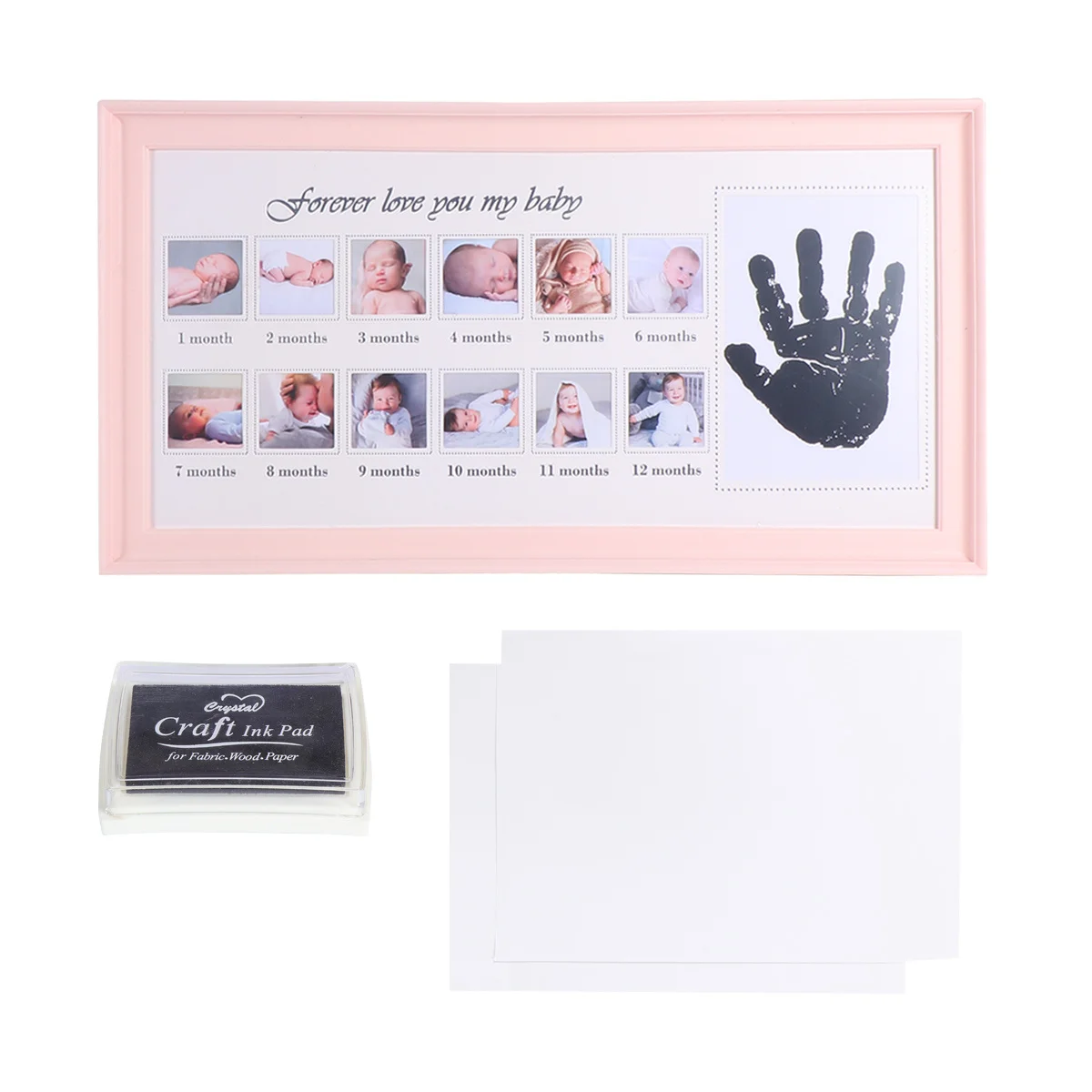 

Pink Growth Record Photo Frame 12 Picture Slots Newborn Baby First Year Keepsake Infant Memory Album Newborn Photo Frame