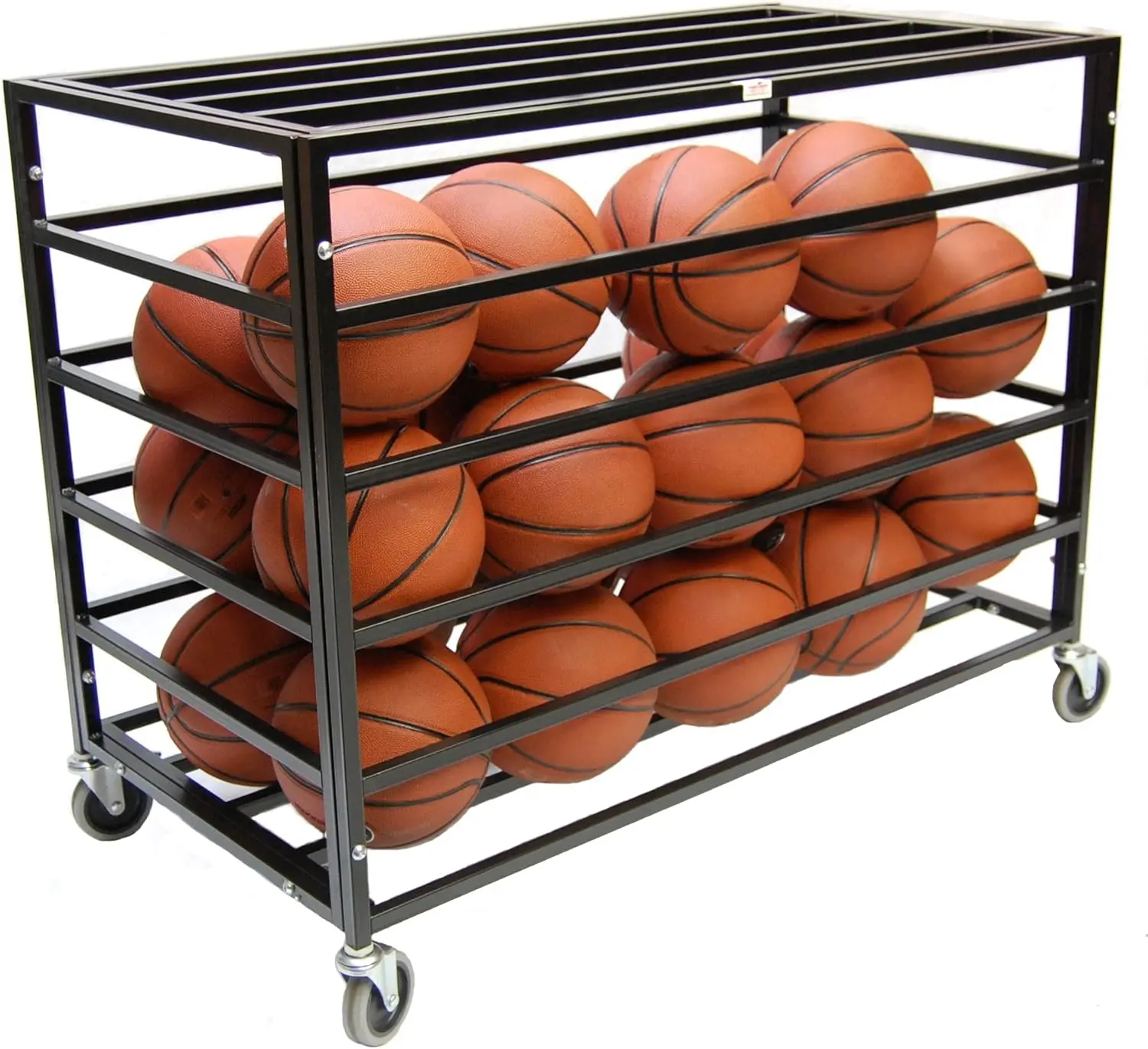 Ball Storage Cart, Basketball Storage Bin for Indoor Outdoor, Rolling Exercise Ball Cart Holder