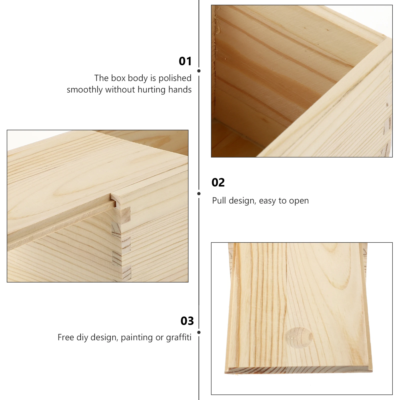 

2pcs Wooden Sliding Gift Boxes Home Storage Containers Jewelry Candy Phone Thanksgiving Birthday Supplies Household