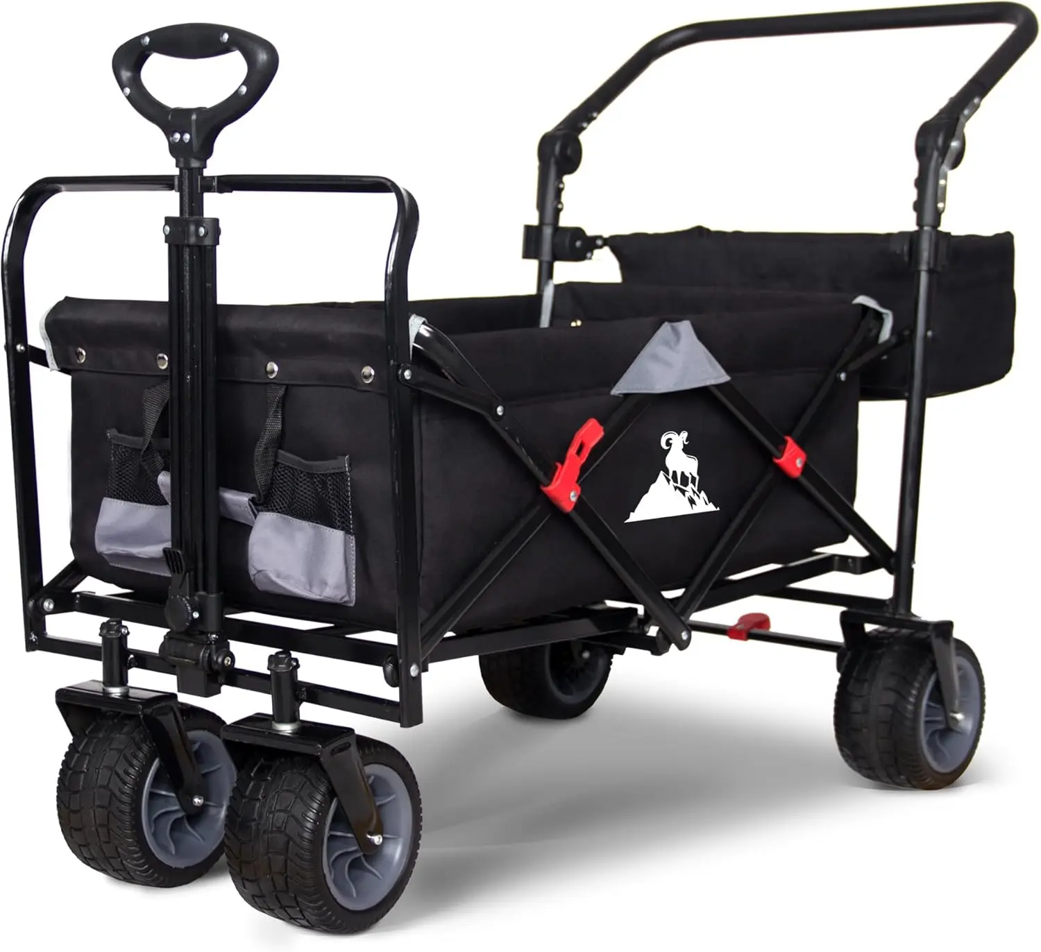 

Uitility Folding Wagon | Heavy-Duty Collapsible Cart with Brakes & Adjustable Handle | for Gardening, Beach Trips, Campi