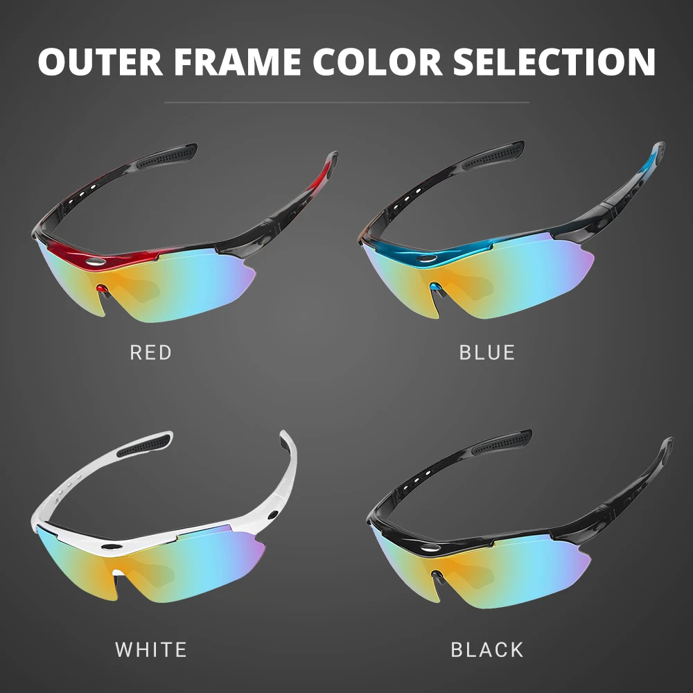 Cycling Glasses 5 Lens Mens Womens Sports Sunglasses Cycling Goggles MTB Road Anti-glare Riding Bicycle Bike Eyewear Protection