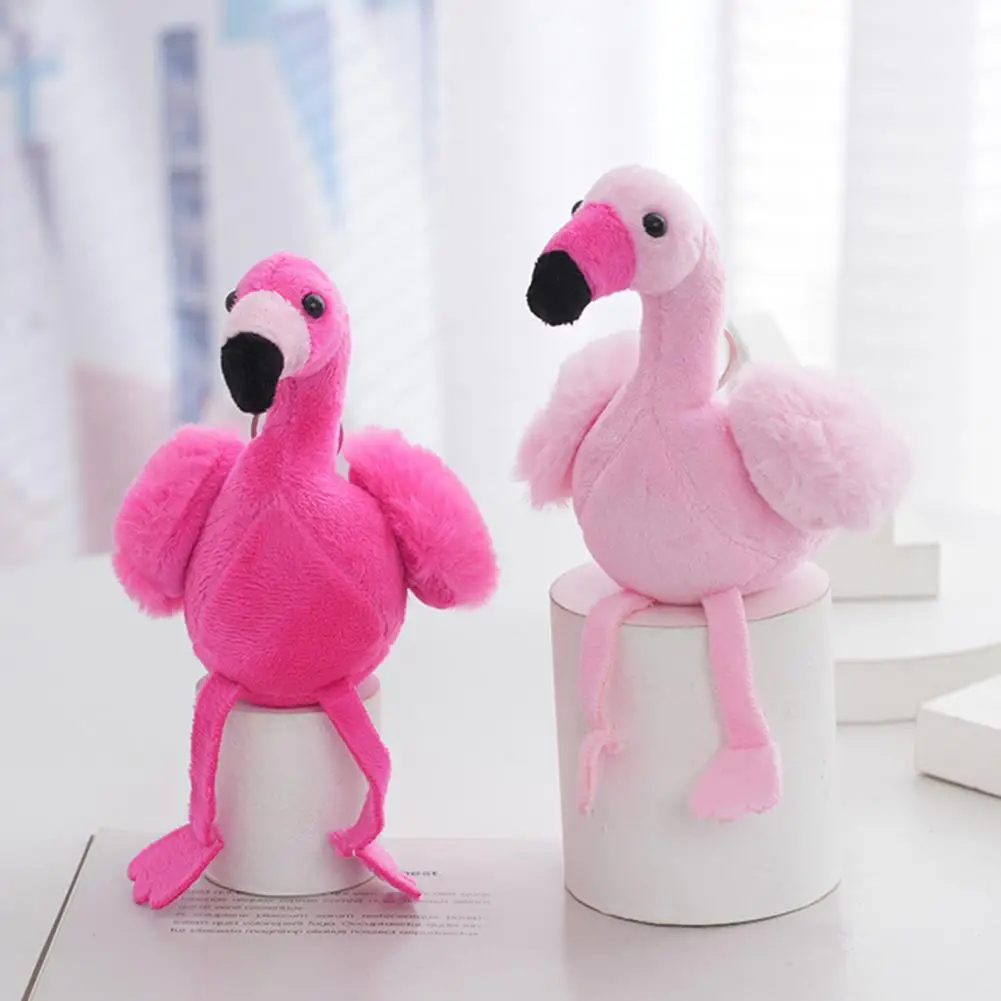 1Pcs Flamingo Bird Plush Keychain Stuffed Animal Wildlife Collectible Soft Plush Doll Toy Birthday Gift For Girl