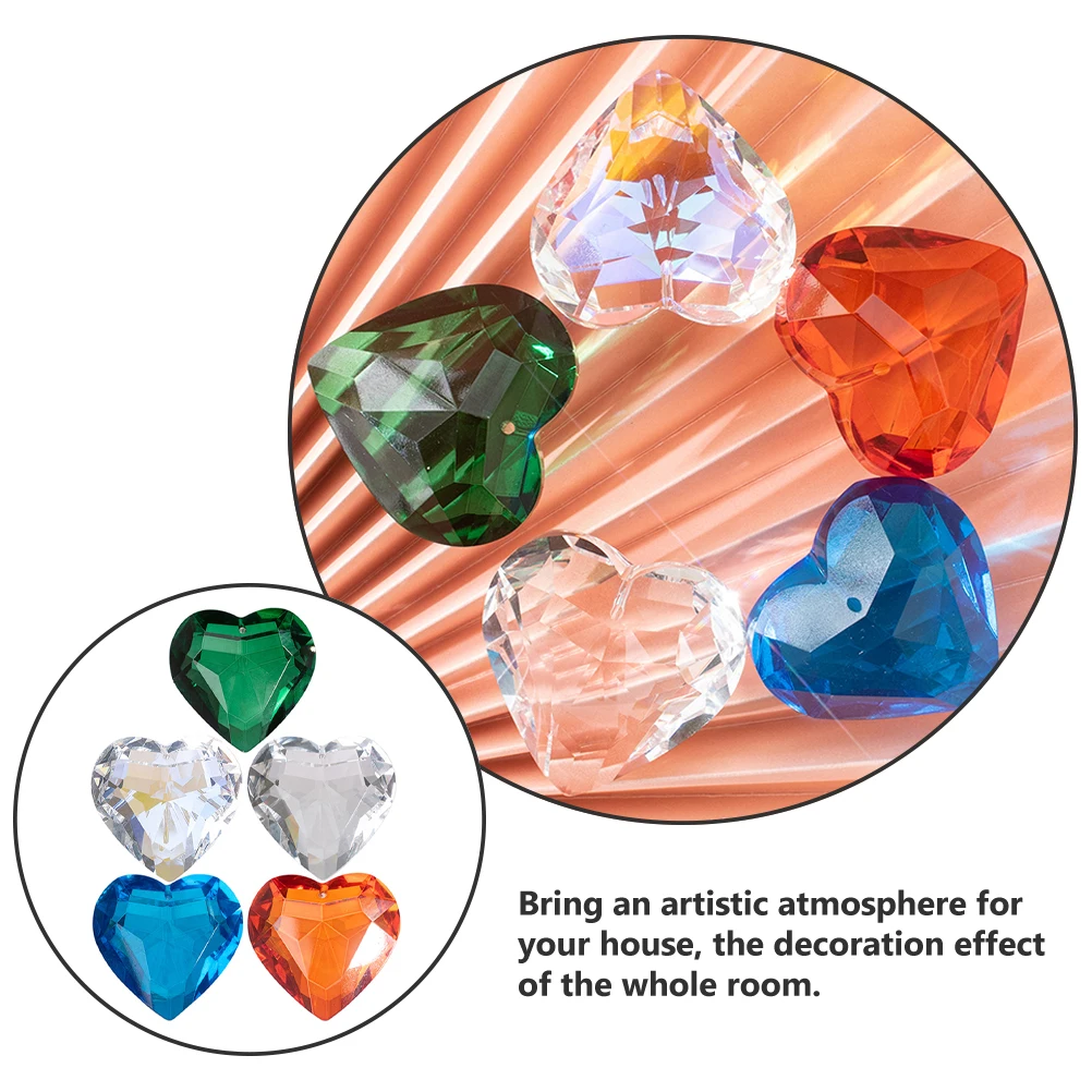 

5pcs Crystal Heart Shape Suncatchers White Green naments Window Prisms Sun Visor DIY Decor Rainbow Makers Hanging Tree