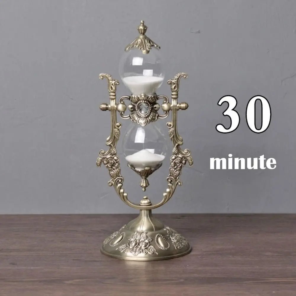 Elegant Embossed Hourglass Timer Golden 15/30 Minutes Sand Clock European Style Vintage Sandglass Wedding