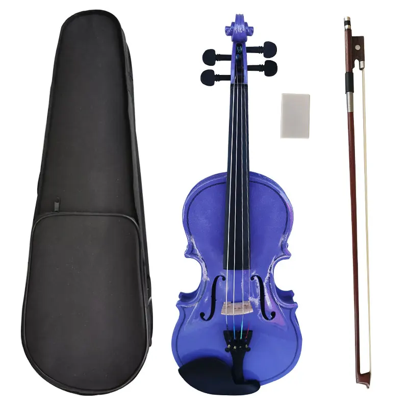 Colour Spraying Wood Violin with Case and Bow for Starter Student Learner String Instrument