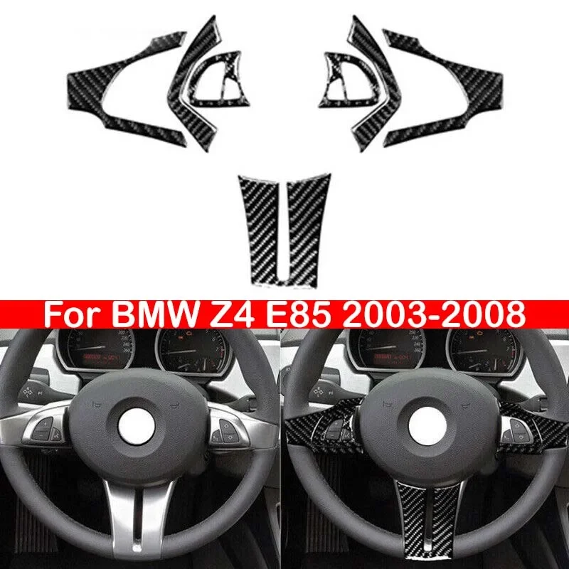 

Для BMW Z4 E85 2003-2008 ABS Настоящее углеродное волокно Автомобильный интерьер чехол на руль отделка рамка стикер Кнопка рамка аксессуары
