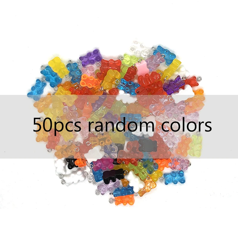 Random 50/100pcs（not Only Photo Show）Resin Bear Charms Bulk Wholesale Candy Bears Bracelet Earring Necklace Pendant Jewelry Make