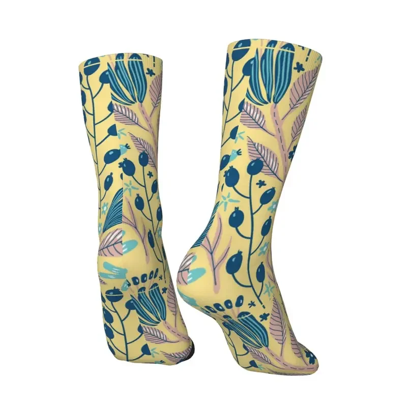 Calcetines de flores con motivos de Arte de plantas para hombres y adultos, medias elegantes, suaves y transpirables, calcetines de ciclismo antideslizantes, otoño