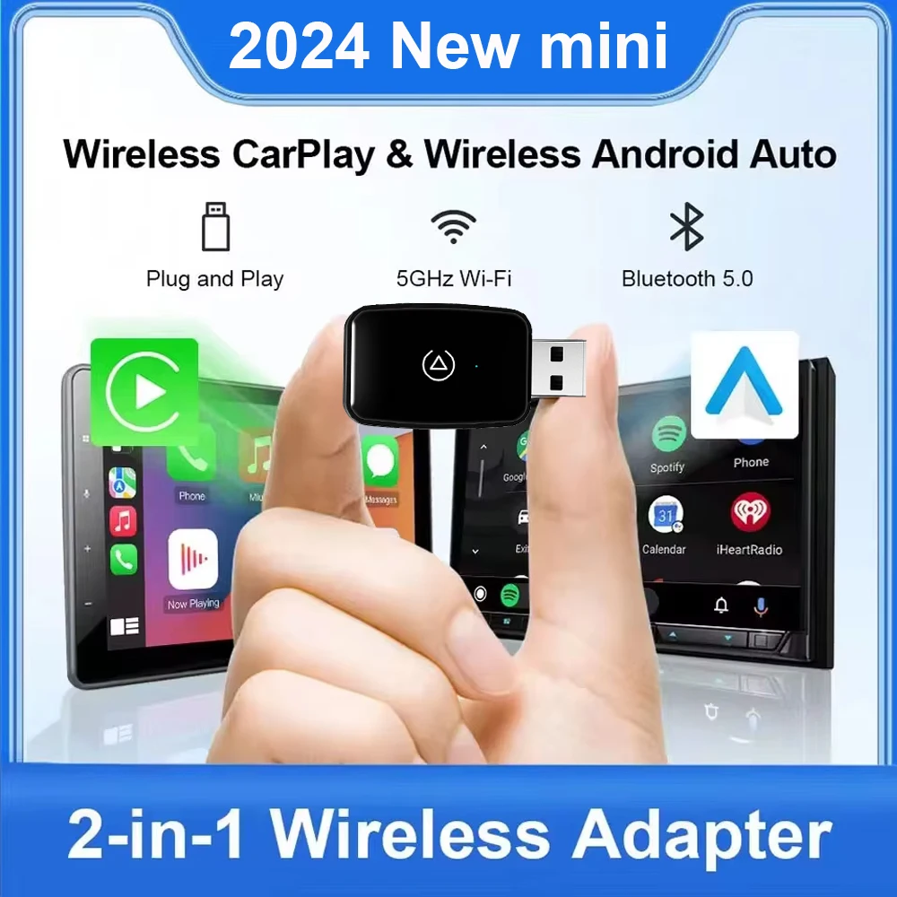 Wireless Carplay Adapter Android Auto 2in 1 Smart Dongle 2024 5G WIFI For iphone Android Phone For Volvo Benz Mg Kia Chery VW 