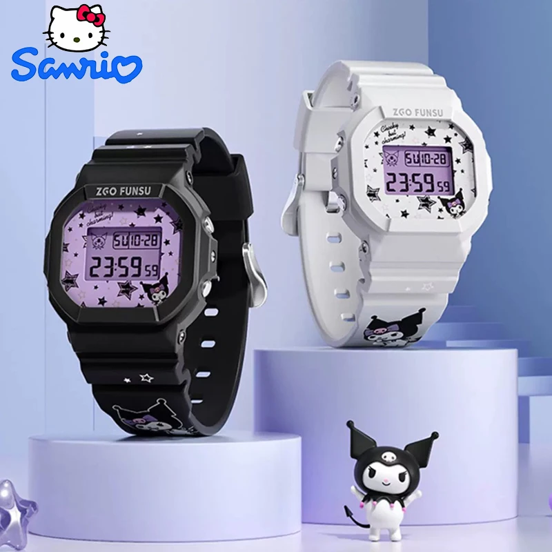 Sanrio Kuromi Watch LED Digital Watchs Student Versatile Silicone Watch Children\'s Wrist Watch Waterproof Sports Kids Clock Gift