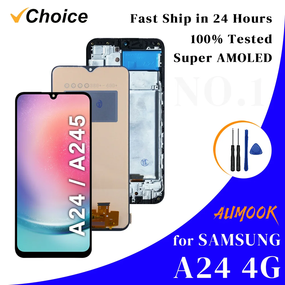 A24 4G Super AMOLED para SAMSUNG A245 pantalla LCD con marco pantalla táctil Digital digitalizador montaje para Samsung A24 LCD