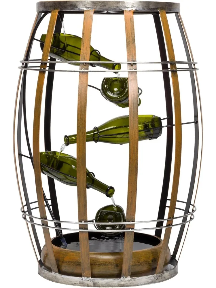 

Corporation IPS246 31-дюймовый металлический многоуровневый фонтан в деревенском стиле с винной бочкой и светодиодной подсветкой, каскадная вода для дома,