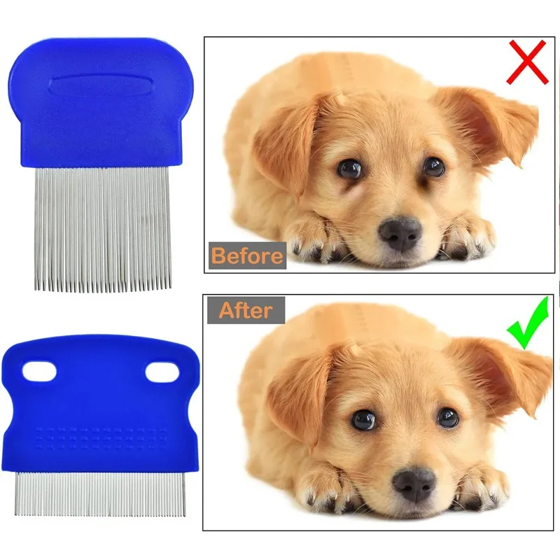 1set Creative Practical Pet Flea Removal Comb For Floating Hair Dense Teeth Needle Comb For Dogs And Cats Cleaning And Beauty Se