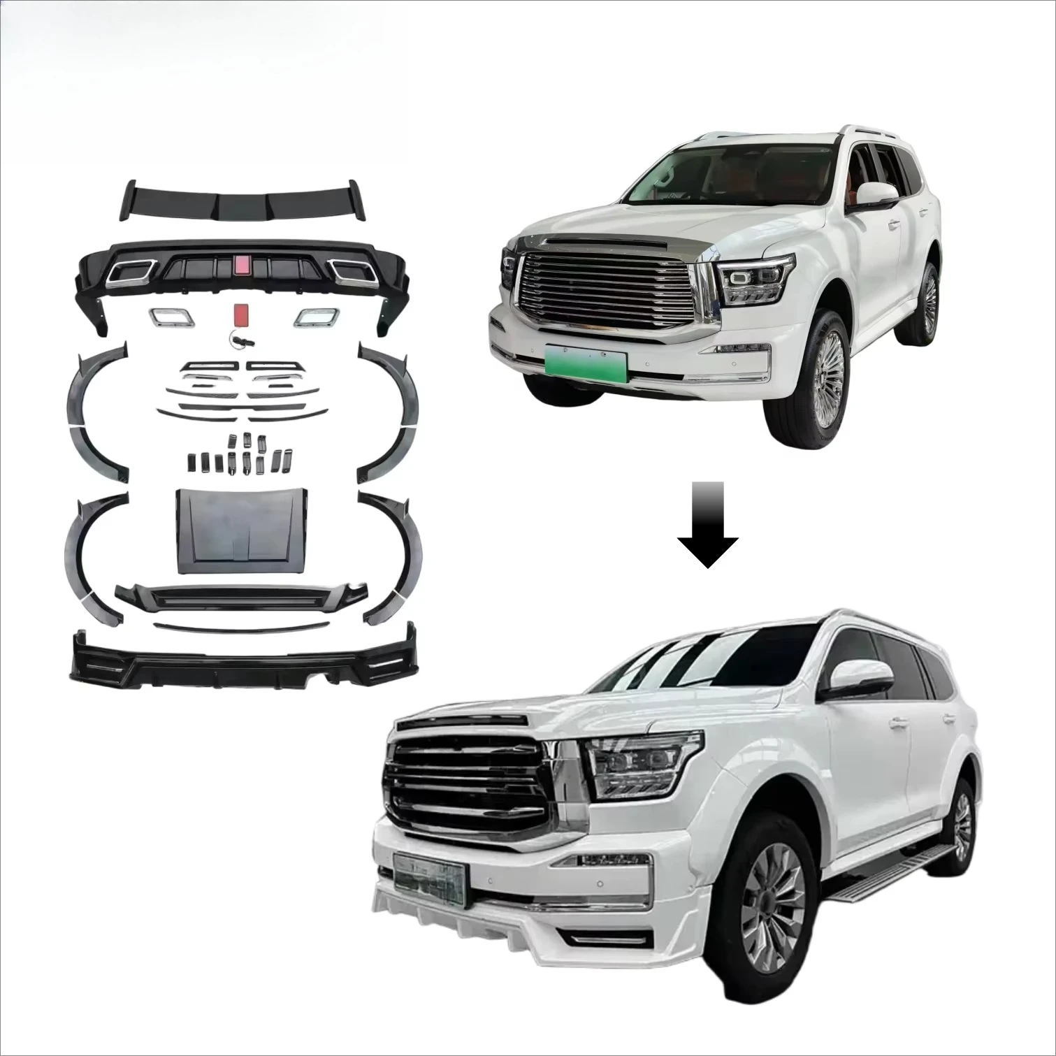 

2025 New Arrival for Tank 500 Bodykit 2022+ Upgrade to New Design Body Kit Hood Flare Diffuser Car Accessories SUV T500