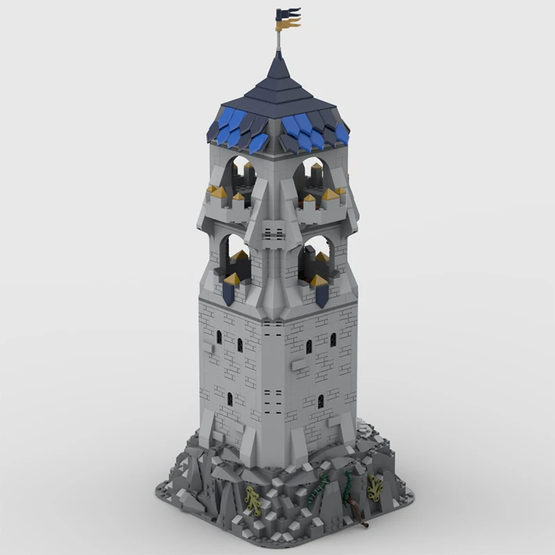 Castello medievale modello MOC mattoni da costruzione torre di guardia tecnologia modulare regali vacanze assemblare giocattoli per bambini vestito