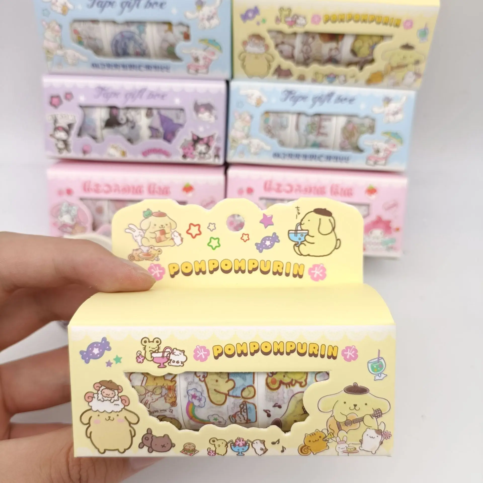 4 Boxen/Set Sanrio Kuromi Melody Cinnamoroll Washi Sticker Tapes Niedliche Scrapbooking DIY Dekorative Aufkleber Album Stick Etiketten