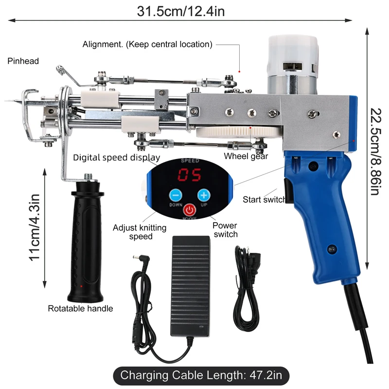 Tufting Gun Set 2 In1 Electric Rug Tufting Gun Loop Pile Cut Pile Tufting Guns Carpet-Weaving Gun Kit Carpet Making Diy Tools