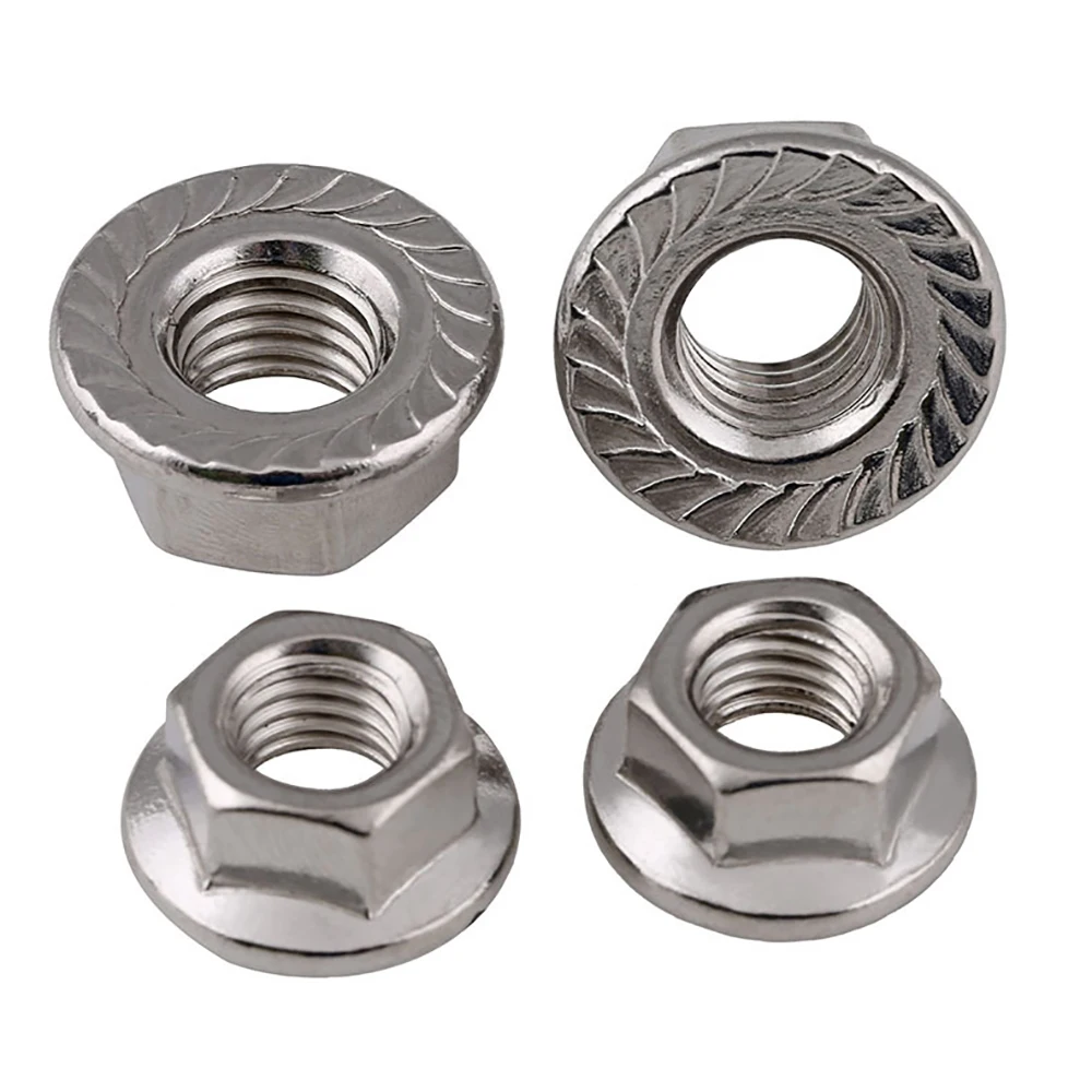 Weiyi DIN6923 6 # 8 # 10 # 1/4 5/16 3/8 1/2 UNC UNF A2/A4 Edelstahl-Sechskantmuttern mit Flansch, gezahnte automatische Muttern – Detail 4